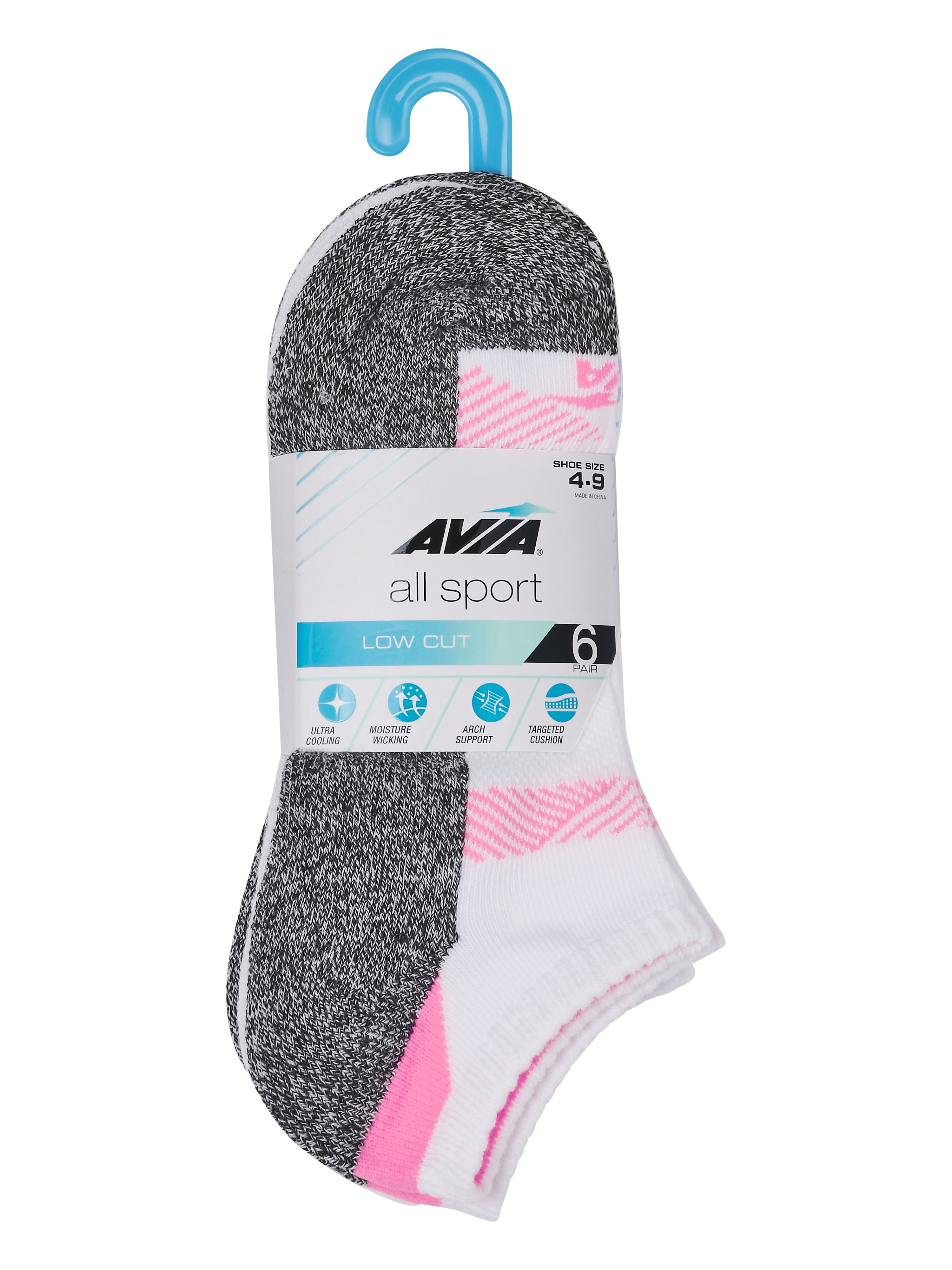 Avia Women's All Sport Cushion Low Cut Socks, 6-Pack