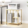 thumbnail image 3 of SOGES 3-Tier Storage Cart with Wheels, Mobile 3 Shelves End Table, Rolling kitchen Cart with Storage Shelves, Gold Side Table Organizer Shelf for Living Room, 3 of 7