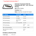 thumbnail image 2 of Automatic Transmission Filter Kit - Compatible with 1989 - 1993, 1995 Ford Mustang 1990 1991 1992, 2 of 2