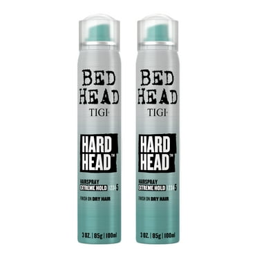TIGI Bed Head Hard Head Hairspray for Extra Strong Hold - For All Hair Types - With Instant Dry & Natural Shine - Use on Dry Hair - Premium Travel Sized Hair Care - 3 oz (2 Pack)