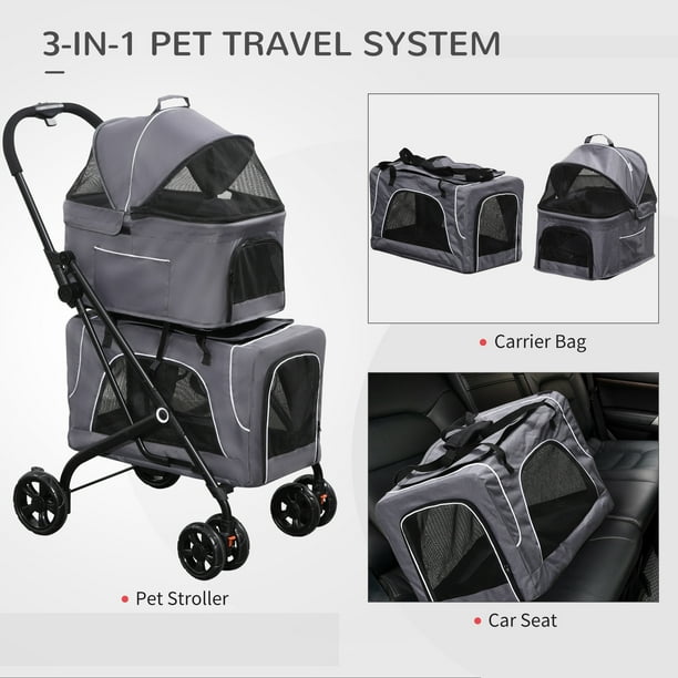Pawhut sac de transport pour chien chat - siège auto pour chien