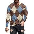 thumbnail image 3 of Drindf Mens Argyle Checkered T Shirts Big and Tall Long Sleeve Tops Lightweight Casual Basic Tees Comfort Round Neck Tshirts Loose Fit Fall Clothes, 3 of 6