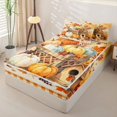 thumbnail image 2 of Manfei Rustic Fall Pumpkin Leaf Zipper Full Size Comforter Sets with Fitted Sheet and 2 Pillowcases for Home, Orange Autumn Bird House Zipper Bedding Set, Black Reversible, 4 Pieces, 2 of 6