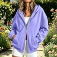 thumbnail image 2 of Akiihool Oversize Zip Up Hoodie Women Womens Zip Up Sweatshirts Jackets Long Sleeve Casual Loose Outwear with Pockets Purple,M, 2 of 6