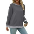 thumbnail image 4 of Busydd Sweatshirt for Women Trendy Solid Color Crewneck Sweatshirt Casual Pullover Long Sleeve Tops for Women Versatile Comfy Fall Sweatshirts for Women 2XL, 4 of 5