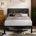 thumbnail image 4 of Kbun Full Size Bed Frame with Storage, Metal Platform Bed Frame with Upholstered Headboard, Charage Station and LED Light Strip, Under-Bed Storage, No Box Spring Needed, Easy Assembly, Gray, 4 of 9