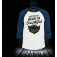 thumbnail image 2 of Shop4Ever Men's Don't Hate Me Because I'm Beardiful Funny Raglan Baseball Shirt Medium White/Kelly, 2 of 4