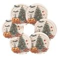 thumbnail image 7 of Yayeee 6 PCS Drink Coasters with Holder Set Woven Absorbent Round Tabletop Hot Pad, Red Halloween Trees, 7 of 7