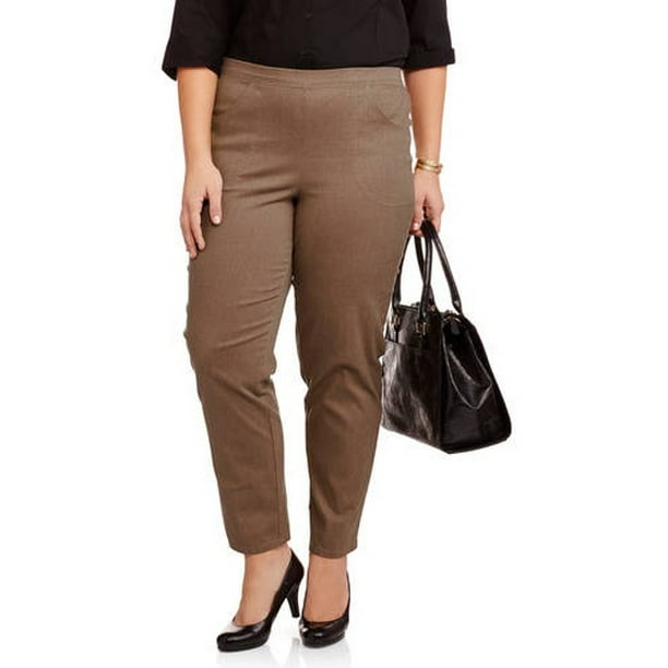 just my size women's plus size pull on stretch woven pants
