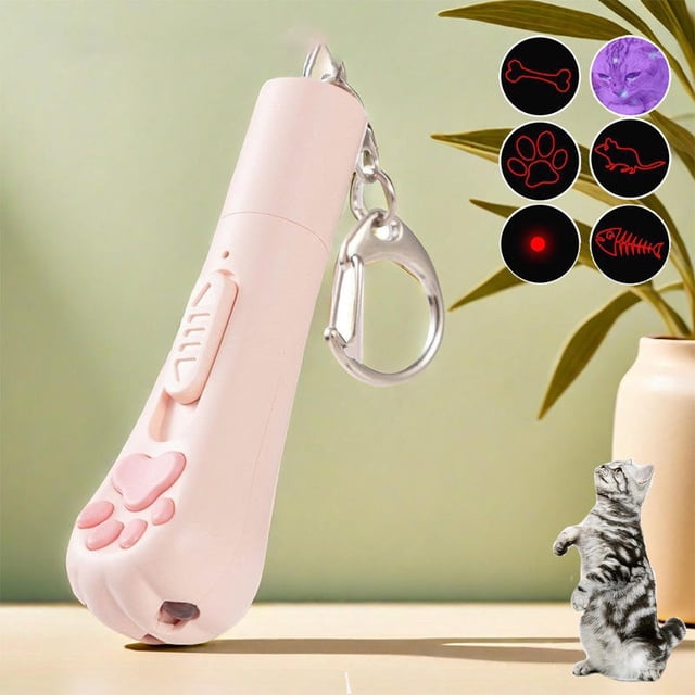 LED Cute Laser Transform Pattern Pet Cat Toys USB Rechargeable Toy Interactive Bright Animation Pointer Light Pen Training Toys