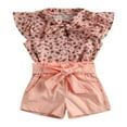 thumbnail image 1 of Petites Filles Hauts Sans Manches à Rayures Shorts Larges avec Nœud 1-6 Ans, 1 of 6