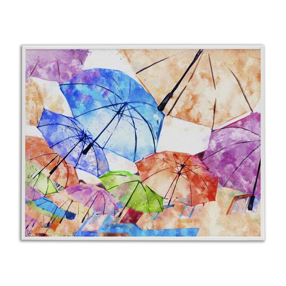 Stupell Industries Eclectic Modern Bold Umbrellas Arrangement White Framed Giclee Art, 14 x 11, by Ziwei Li