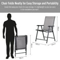 thumbnail image 4 of Set Of 2 Patio Folding Chairs, Stackable Sling Chairs with Armrests for Outdoor Use, 4 of 9