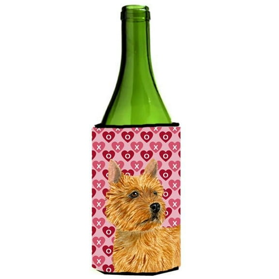 Norwich Terrier Hearts Love Valentines Day Portrait Wine bottle sleeve Hugger - 24 oz.