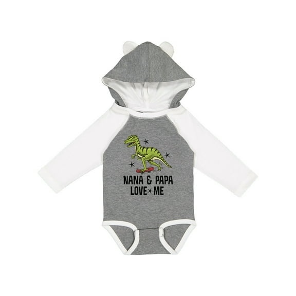 Inktastic Nana and Papa Love Me Dinosaur Grandson Boys Long Sleeve Baby Bodysuit
