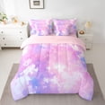 thumbnail image 2 of Homewish Watercolor Splatter Ink 7pcs Bedding Comforter Set,Ink Painting Queen Bedding Sets,Pink Purple Ombre Queen Sheet Sets For Girls Kids,Super Cozy Room Decor Reversible, 2 of 8