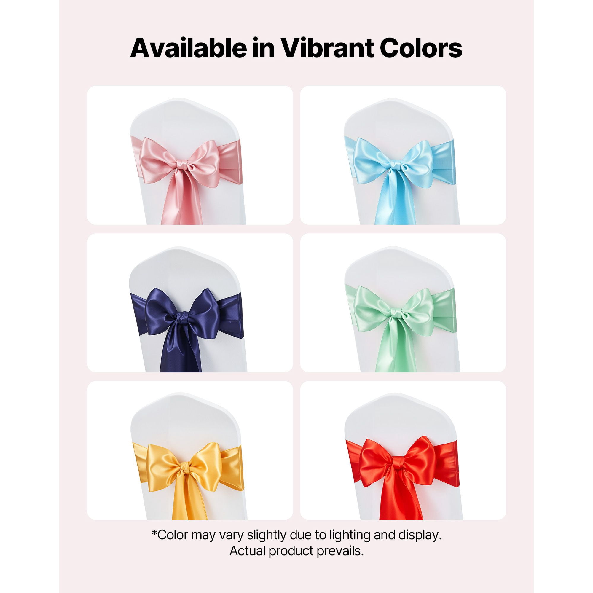 Chair Sashes 50-Pack 7x108 Inch Satin Ribbon Ties for Wedding Banquet Party Chair Decoration