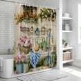 thumbnail image 5 of Polyester Fabric Spring Daisy Shower Curtain, Flowers Farmhouse Leaves Floral Pots Country Retro Waterproof Bathtub Curtain Bathroom Decor Set with Hooks 72 x 78 Inches, 5 of 6