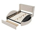 thumbnail image 6 of Queen Size Storage Velvet Bed Frame, Upholstered Platform Bed with Wingback Headboard and 1 Big Drawer,2 Side Storage Stool, No Box Spring Required, 6 of 7