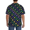 thumbnail image 3 of Balery Mardi Gras Strings of Beads Camisa Casual de Manga Corta con Botones para Hombre, Texturizada, Estilo Cubano, para Playa, Verano-Small, 3 of 5