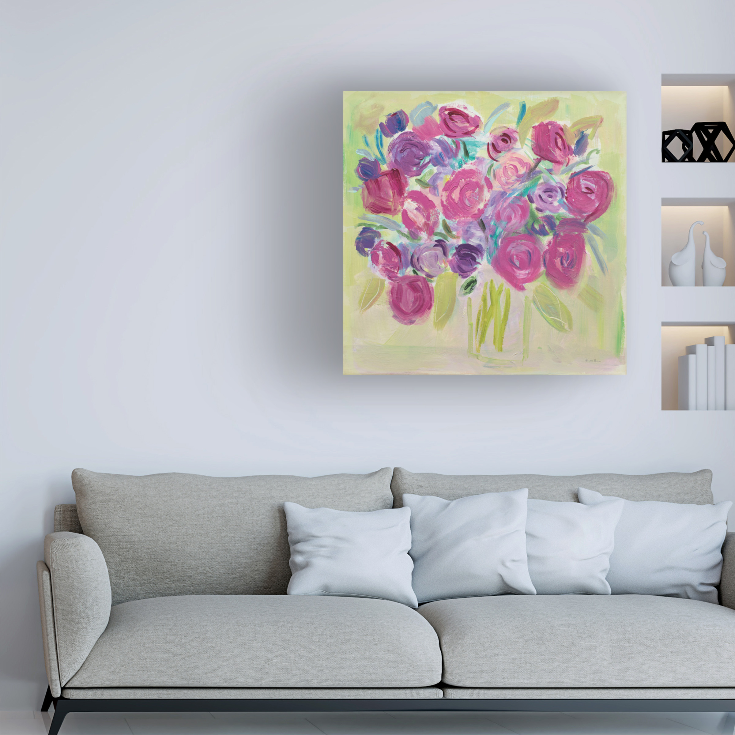Farida Zaman 'Pink Roses' Canvas Art