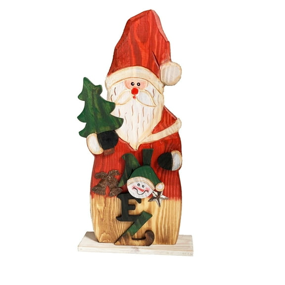 Christmas Rustic Wood Standing Santa Claus Figurines Christmas Ornament Tabletop Mantle Centerpiece Decoration 14.5''H