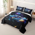 thumbnail image 3 of Homewish Cartoon Wildlife Dino Quilt King,Space Planets Stars King Coverlet Set,Black,3-Piece, 3 of 7