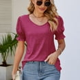 thumbnail image 3 of Fesfesfes Womens Tops Womens Spring/Summer Fashion Casual Loose V-neck Short Sleeve Womens Top Short Sleeve Undershirts for Women S(US:4), 3 of 4