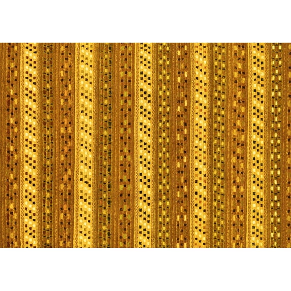 Ahgly Company Indoor Rectangle Abstract Yellow Modern Area Rugs, 2' x 4'