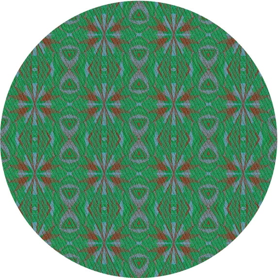 Ahgly Company Machine Washable Indoor Square Transitional Jade Green Area Rugs, 3' Square