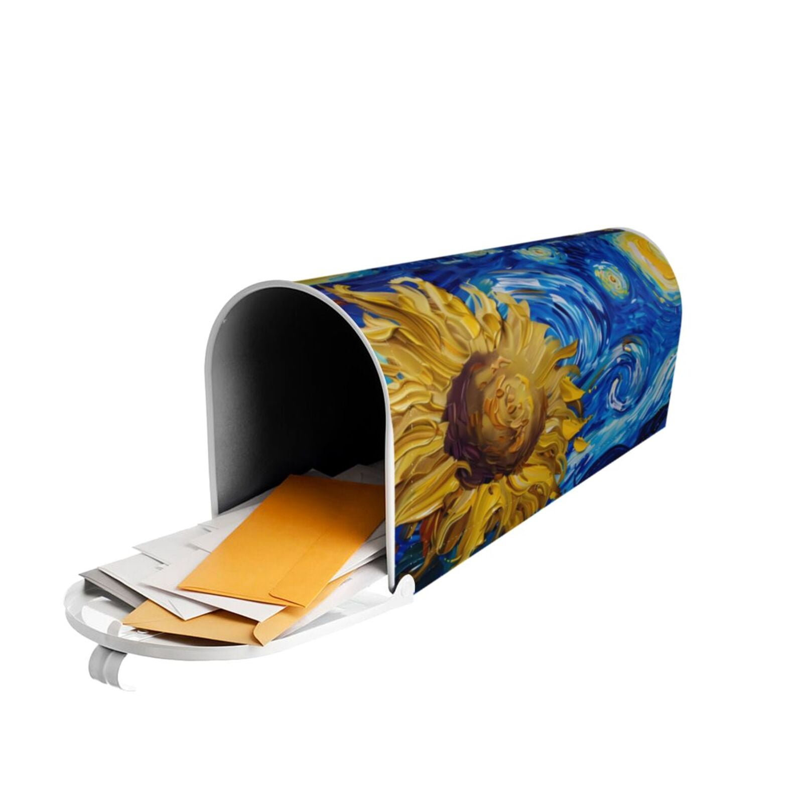 Rateoe Whimsical Sunflowers Night Sky Printed Mailbox Covers - Easy to Install Fall, Winter, Spring, Summer Mailbox Cover - Weather and UV-Resistant Mailbox Decor - Mailbox Magnetic Covers-21x18 in