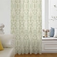 thumbnail image 6 of Retro Floral Sheer Curtains 54 Inches Long, Vintage Ethnic Tribe Abstract Art Sage Green Light Filering Curtains, Breathable Simi Curtain Privacy Drapes for Kitchen Bathroom Small Window Treatment, 6 of 9