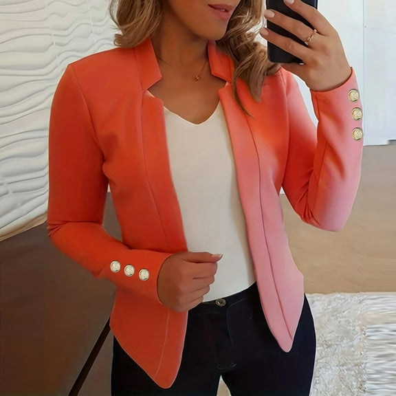 Womens Ladies Cardigan Solid Long Sleeve Pocket Coat Outerwear Trench Coat Coat Jackets for Women Casual Jackets for Women for Fall plus Size Western Womens Jacket Cargo Jacket Jackets with Zippers