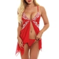 thumbnail image 1 of Conjunto de lencería Vestido Babydoll para mujer Hebilla frontal Encaje Lencería Correa Pijamas Ropa de dormir (Rojo M) FLhrweasw Para estrenar, 1 of 1