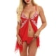 thumbnail image 1 of Conjunto de lencería Vestido Babydoll para mujer Hebilla frontal Encaje Lencería Correa Pijamas Ropa de dormir (Rojo M) FLhrweasw Para estrenar, 1 of 1