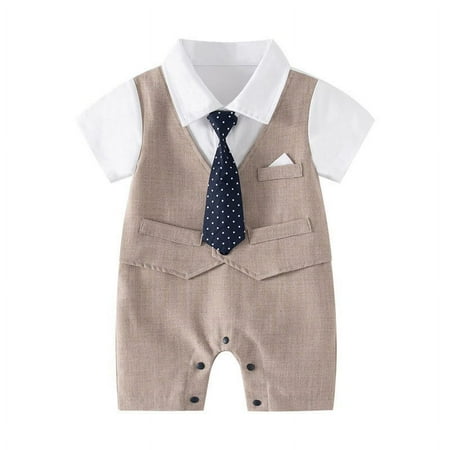 

MANHUJI Newborn Outfits Baby Boy Gentleman White Shirt Vest Bowtie Tuxedo Onesie Jumpsuit Overall Romper Baby Clothes 0-3 Months Baby Girl Clothes Footie Pajamas Baby Girl (Brown 100)