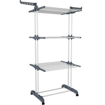 Stainless Steel Drying Rack 4-Tier, Foldable Laundry Rack with Wheels