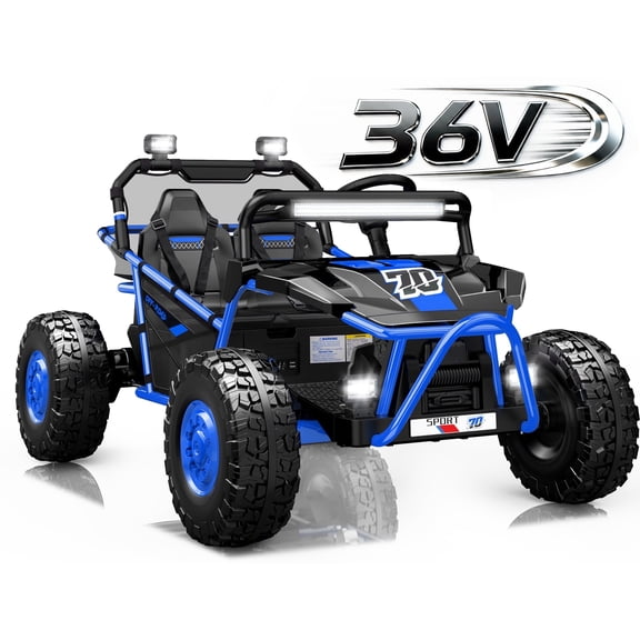 36V Electric Ride On Car for Big Kids, 2 Seater 36V Powered Electric Ride on Toy with Bluetooth, Music, Rear Wheel Spring Suspension, Max 8.7 MPH, Kids Electric Vehicle for Boys Girls Ages 6 , Blue