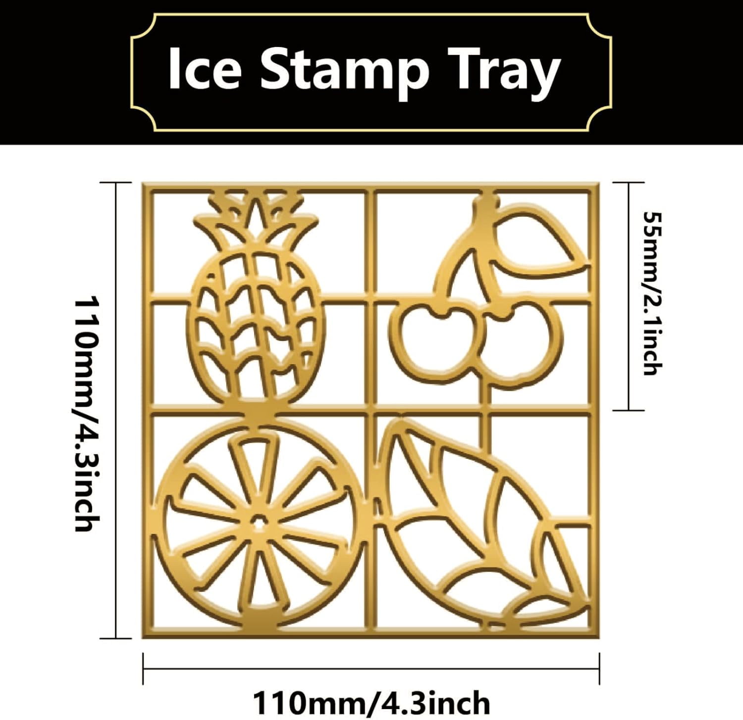 4 Style Pattern Ice Cubes Stamp Tray Craft No Base Ice Molding for Bourbon Cocktails in 5 Second Whiskey Molding Clear Ice Block Stamp Cocktail Bartender Accessories Fire Curve Texture
