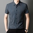 thumbnail image 5 of IWRICH Strip Shirts for Men Short Sleeve Button down Shirt Casual Formal Business Regular Fit Shirts with Pocket Navy XXL, 5 of 6