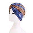 thumbnail image 3 of Gorros de Quimio de Algodón Suave Turbante para la Pérdida de Cabello Naranja Azul Marino, 3 of 8