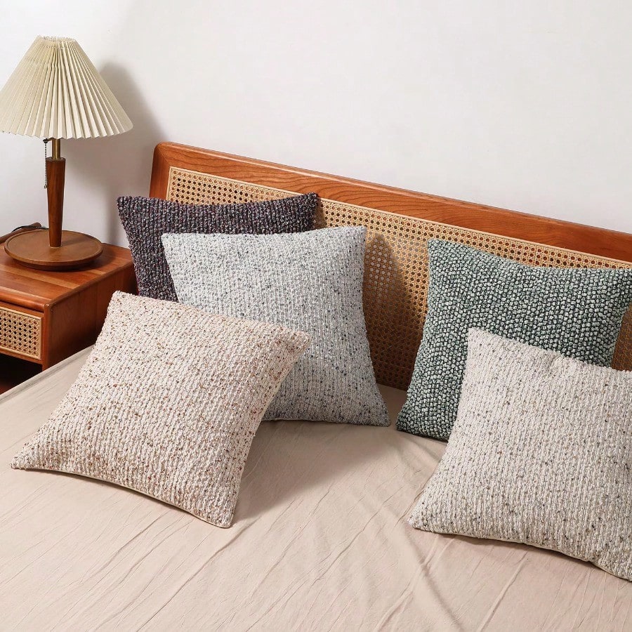 Striped Throw Pillow Covers 24x24 Set Of 2 Blue Textured Boucle Chic Morden Boho Accent Farmhouse Square Decorative Couch Pillow Covers For Home Decor Bed Sofa Living Room