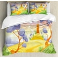 thumbnail image 1 of Fairy Tale King Size Duvet Cover Set, Cartoon Tower with Abstract Trees and Hills Fantasy Magical Land Illustration, Decorative 3 Piece Bedding Set with 2 Pillow Shams, Multicolor, by Ambesonne, 1 of 3