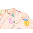 thumbnail image 2 of Beezizac Big Girls Pajama 2-Piece Satin Silky Faces Peach Cozy Soft Long Sleeve & Pants Set Kid Sleepover PJ Size 6/7, 2 of 7