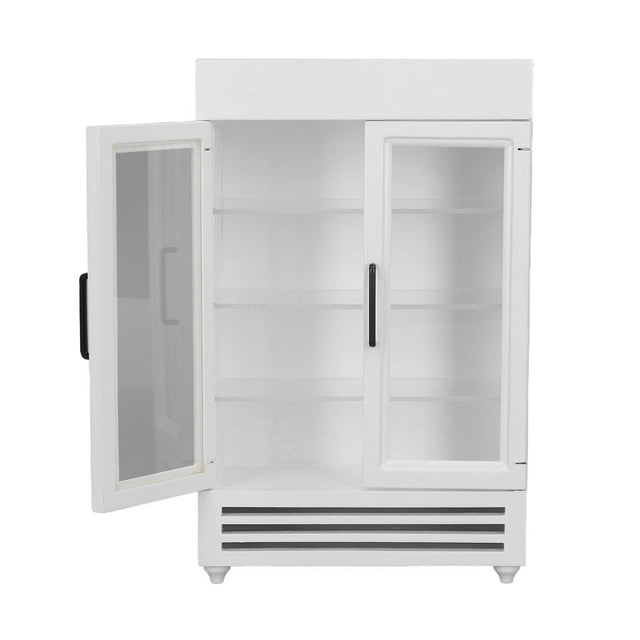 Wood Dollhouse Fridge, Dollhouse Refrigerator Exquisite Workmanship Double Door Simulation Safe Keeps Attention Easy To Store Portable For 1:12 Dollhouse