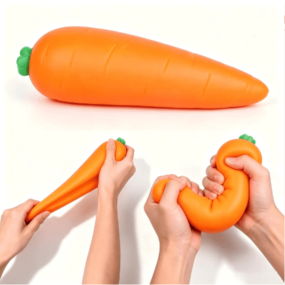 Lucky Squishy Toys Squeeezy Carrot 5-Inch Squeeze Toys - Jumbo Squishy Carrot Sensory Fidget Toys for Stress Relief - Novelty & Gag Toys Gift Ages 3