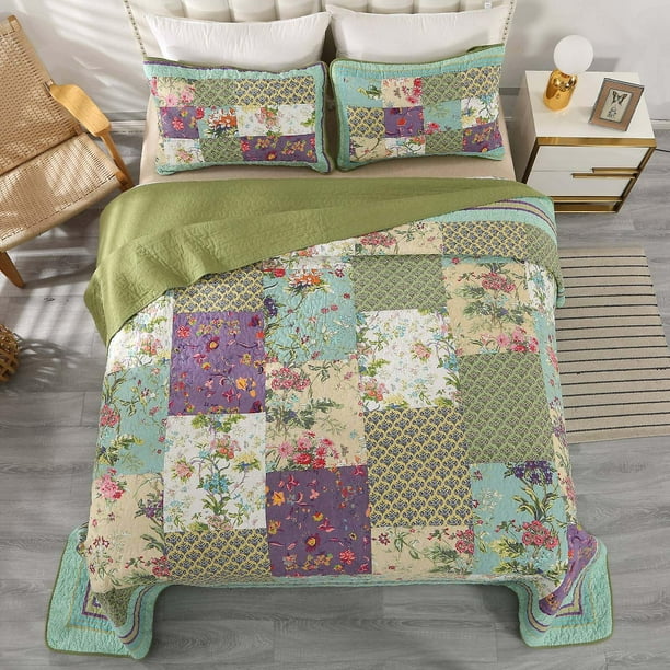 MarCielo 2 Piece 100% Cotton Quilted Pillow Shams Embroidered Farmhouse,  King - Foods Co.