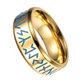 thumbnail image 4 of Anillo de acero de titanio para hombre, con grabado dorado, luminoso, moderno y brillante, diámetro interior de 18,2 mm, 4 of 12