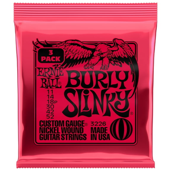 Ernie Ball Burly Slinky Nickel Wound Electric Guitar Strings 3 Pack - 11-52 Gauge