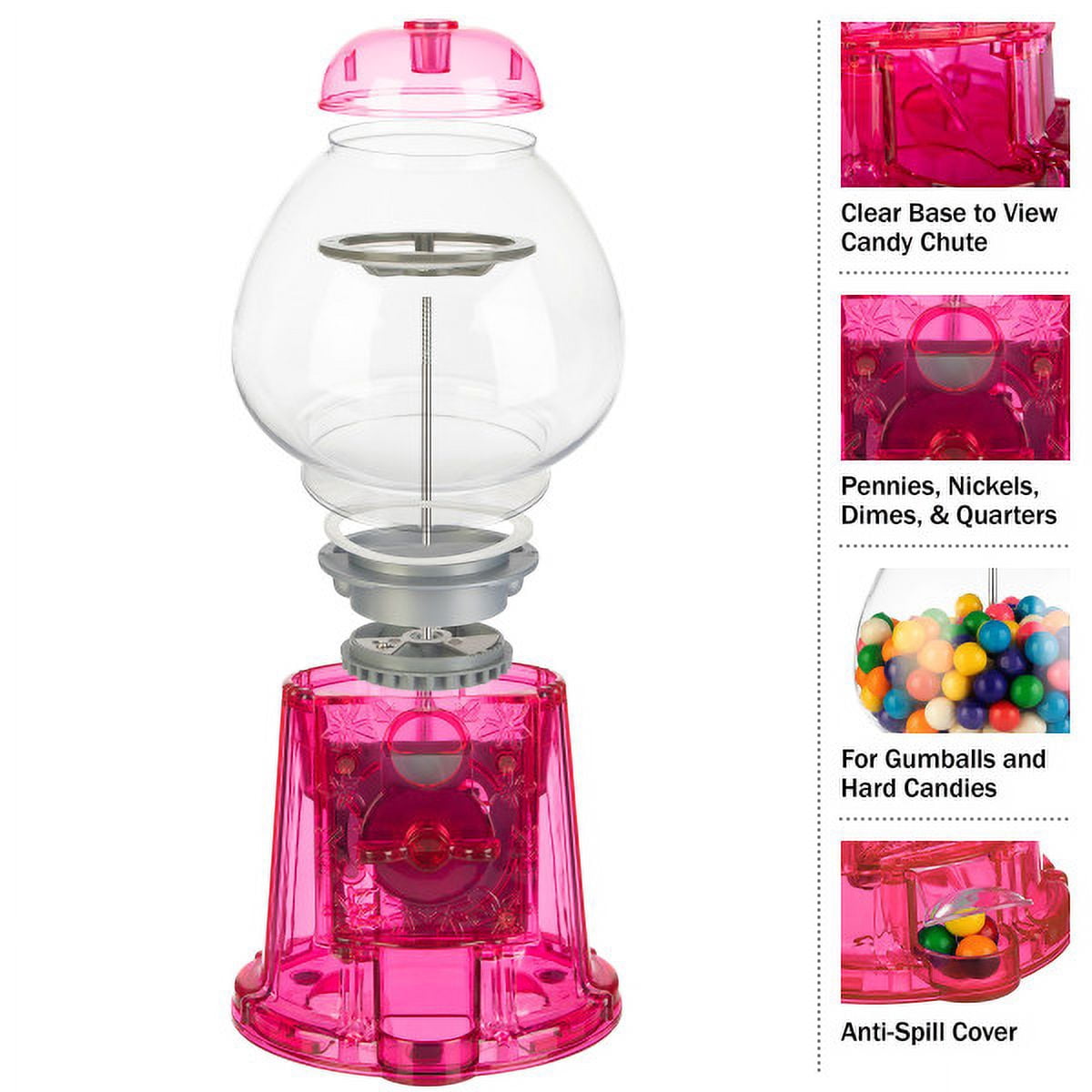Translucent 11in Gumball Machine Coin Bank by Great Northern Popcorn, Pink
